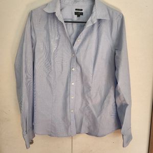 Talbot's Button Down Long Sleeve Oxford Shirt Blue